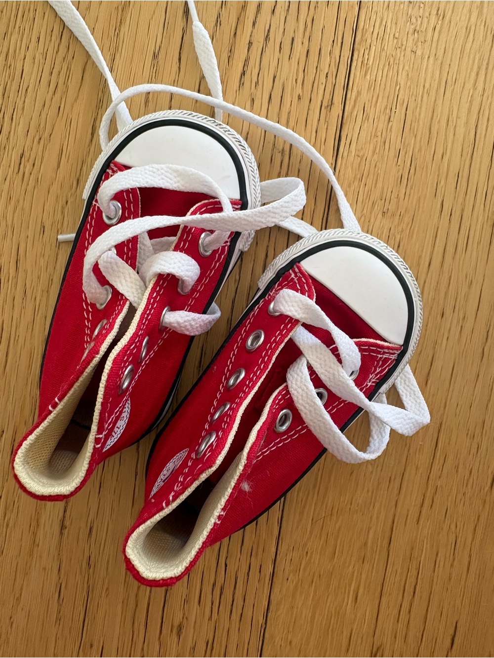 Kids Red Canvas Lace-Up Sneakers